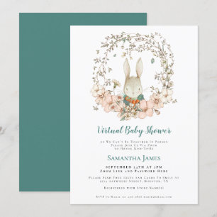 Schattige Bunny  Turquoise Virtual Baby shower Kaart
