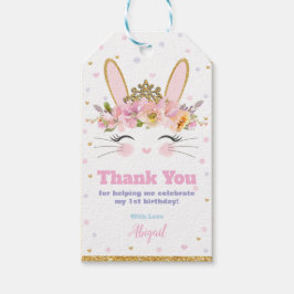 Schattige Bunny Verjaardag Dank u Favor Gift Label Cadeaulabel