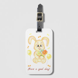 Schattige Bunny voor een positief humeur Bagagelabel