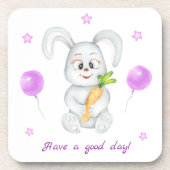 Schattige Bunny voor een positief humeur Bier Onderzetter (Voorkant)