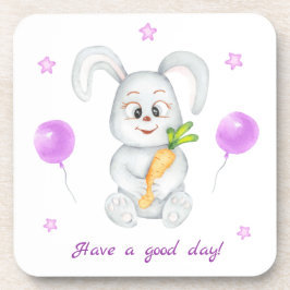 Schattige Bunny voor een positief humeur Bier Onderzetter