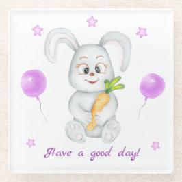 Schattige Bunny voor een positief humeur Glazen Onderzetter
