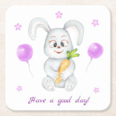 Schattige Bunny voor een positief humeur Kartonnen Onderzetters (Voorkant)