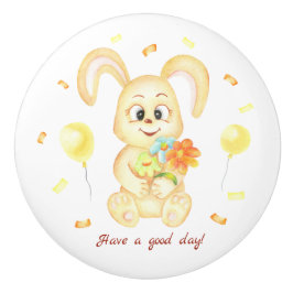 Schattige Bunny voor een positief humeur Keramische Knop