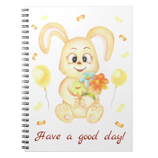 Schattige Bunny voor een positief humeur Notitieboek (Voorkant)