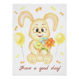 Schattige Bunny voor een positief humeur Poster