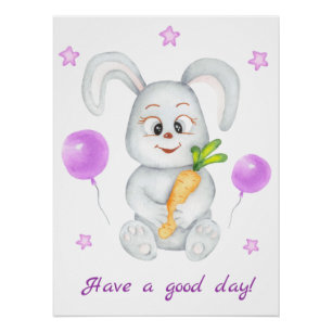 Schattige Bunny voor een positief humeur Poster
