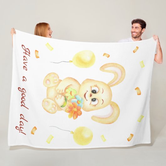 Schattige Bunny voor een positief humeur Poster Fleece Deken (In situ)