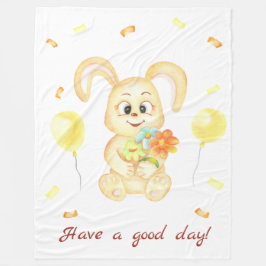 Schattige Bunny voor een positief humeur Poster Fleece Deken
