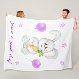 Schattige Bunny voor een positief humeur Poster Fleece Deken