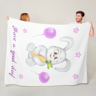 Schattige Bunny voor een positief humeur Poster Fleece Deken