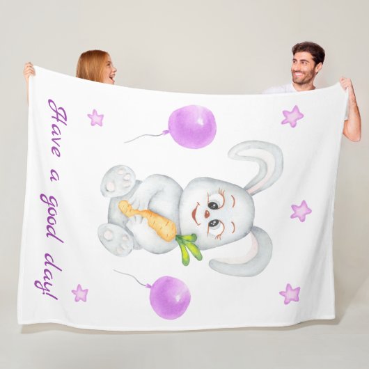 Schattige Bunny voor een positief humeur Poster Fleece Deken (In situ)