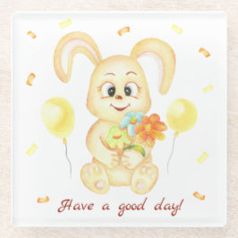 Schattige Bunny voor een positief humeur Poster Glazen Onderzetter