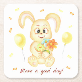 Schattige Bunny voor een positief humeur Poster Kartonnen Onderzetters