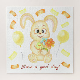 Schattige Bunny voor een positief humeur Poster Legpuzzel