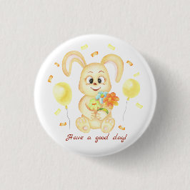 Schattige Bunny voor een positief humeur Poster Ronde Button 3,2 Cm