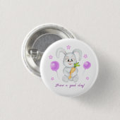 Schattige Bunny voor een positief humeur Poster Ronde Button 3,2 Cm (Voorkant /achterkant)