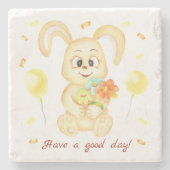 Schattige Bunny voor een positief humeur Poster Stenen Onderzetter (Voorkant)