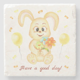 Schattige Bunny voor een positief humeur Poster Stenen Onderzetter