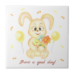 Schattige Bunny voor een positief humeur Poster Tegeltje