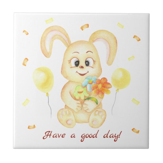 Schattige Bunny voor een positief humeur Poster Tegeltje (Voorkant)