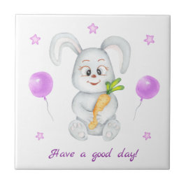 Schattige Bunny voor een positief humeur Poster Tegeltje