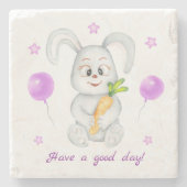 Schattige Bunny voor een positief humeur Stenen Onderzetter (Voorkant)