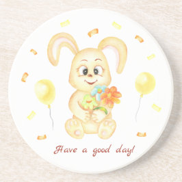 Schattige Bunny voor een positief humeur Zandsteen Onderzetter