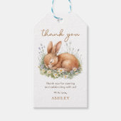 Schattige Bunny & Waterverf Flowers Baby shower Cadeaulabel (Voorkant)
