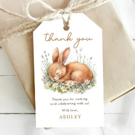Schattige Bunny & Waterverf Flowers Baby shower Cadeaulabel