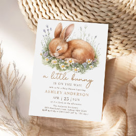 Schattige Bunny & Waterverf Flowers Baby shower Kaart
