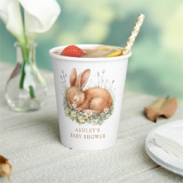 Schattige Bunny & Waterverf Flowers Baby shower Papieren Bekers