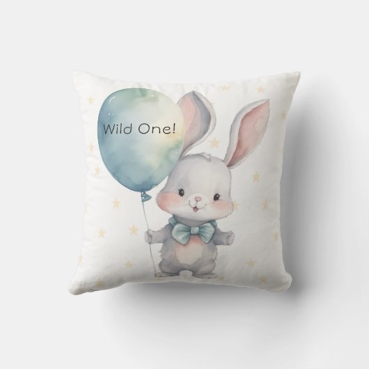 Schattige Bunny Wild Een 1e Verjaardag Custom Gift Kussen (Achterkant)
