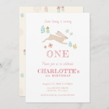 Schattige Bunny Yellow Floral Kind Girl Eerste Ver