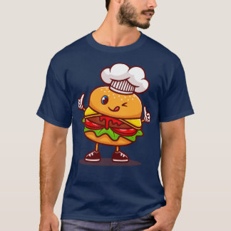 Schattige Burger Chef met Pet Cartoon T-shirt