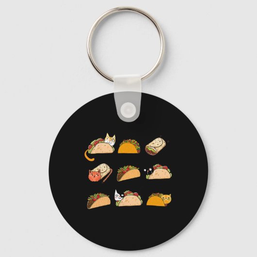 Schattige Burrito Taco Kat Cinco De Mayo Taco Dins Sleutelhanger (Voorkant)