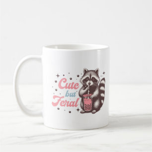 Schattige-but-feral Retro Funny Raccoon Koffiemok