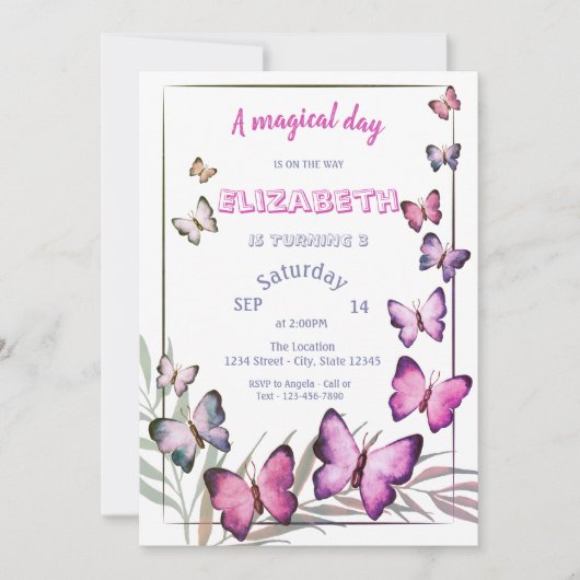 Schattige Butterflies gestreept op zondag Kaart (Voorkant)