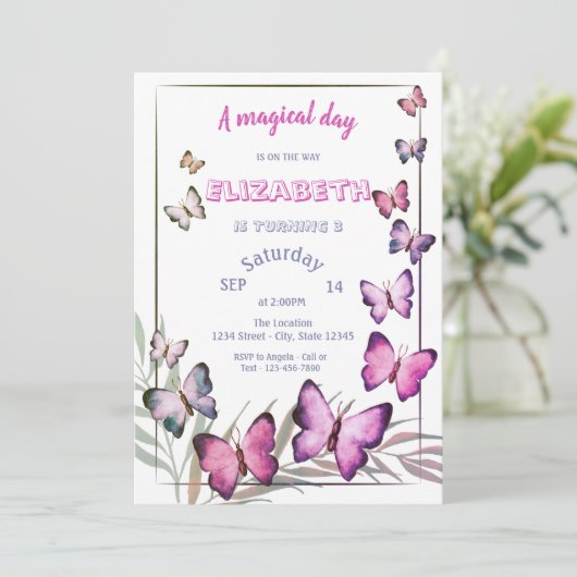 Schattige Butterflies gestreept op zondag Kaart (Staand voorkant)