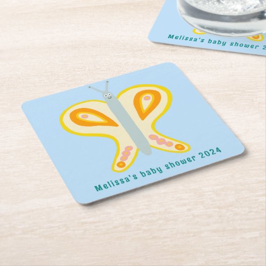 Schattige Butterfly CUSTOM Baby shower Kartonnen Onderzetters (Schuin)