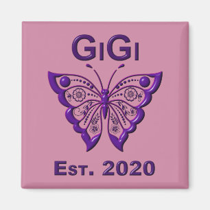 Schattige Butterfly Gigi "Est 2020" Magneet