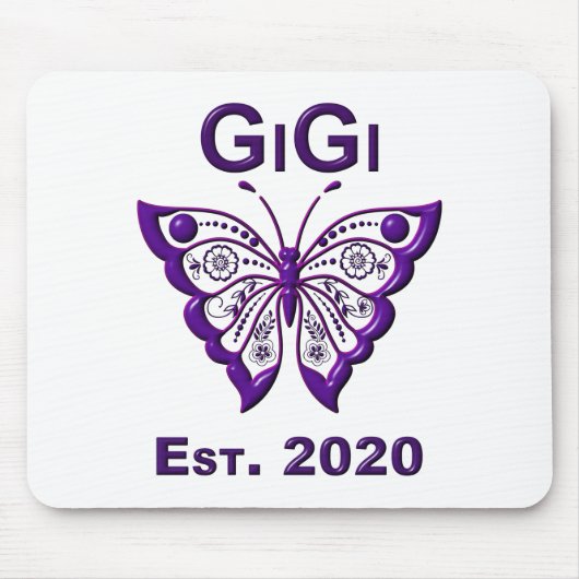 Schattige Butterfly Gigi "Est 2020" Muismat (Voorkant)