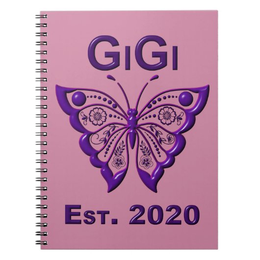 Schattige Butterfly Gigi "Est 2020" Notitieboek (Voorkant)