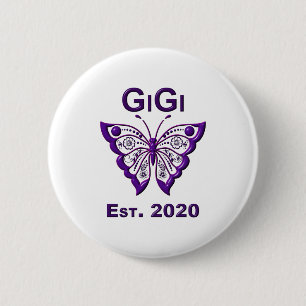 Schattige Butterfly Gigi "Est 2020" Ronde Button 5,7 Cm
