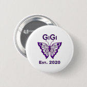 Schattige Butterfly Gigi "Est 2020" Ronde Button 5,7 Cm (Voorkant /achterkant)