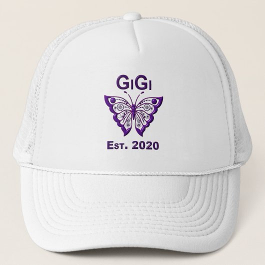 Schattige Butterfly Gigi "Est 2020" Trucker Pet (Voorkant)