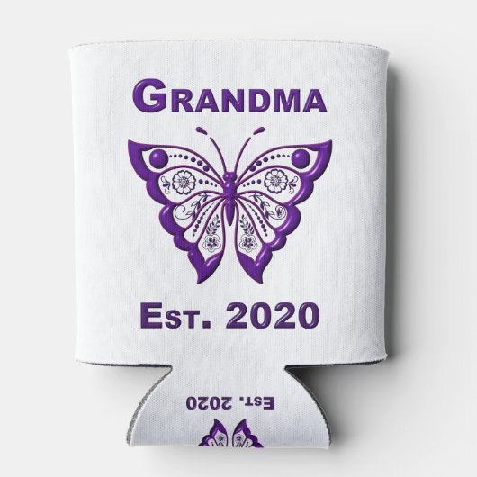 Schattige Butterfly Grandma "Est 2020" Blikjeskoeler (Achterkant)