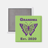 Schattige Butterfly Grandma "Est 2020" Magneet (Voorkant / Achterkant)