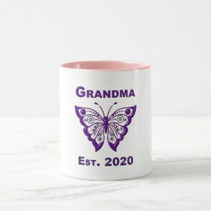 Schattige Butterfly Grandma "Est 2020" Mok