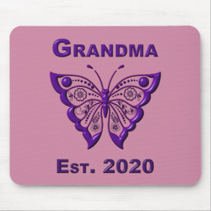 Schattige Butterfly Grandma "Est 2020" Muismat